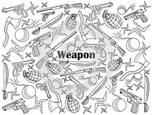 Weapon colorless set vector illustration