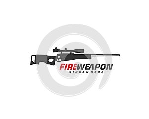 Weapon Fire logo design vector, Machine gun vector, Design Illustration