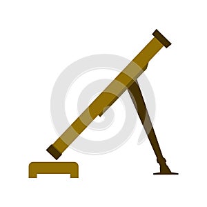 Weapon mortar military vector army illustration icon. War military mortar artillery gun symbol. Battle bomb missile force