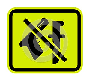 Weapon prohibited icon. Forbidding, No weapons, with gun and knife