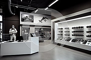 Weapons and Ammunition on Display in a Gun Shop