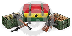 Weapons, military supplies in Ghana, concept. 3D rendering