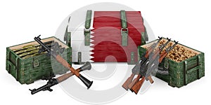 Weapons, military supplies in Qatar, concept. 3D rendering