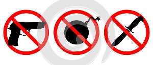 Weapons are prohibited icons set