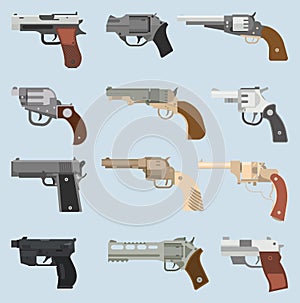 Weapons vector handguns collection.