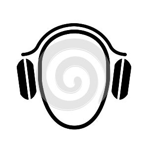 Wear Ear Protection Black Icon ,Vector Illustration, Isolate On White Background Label. EPS10