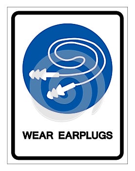 Wear Earplugs Symbol Sign,Vector Illustration, Isolated On White Background Label. EPS10