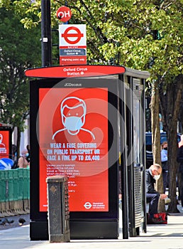 Wear A Face Mask sign on Oxford Street  London