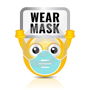 Wear face mask vector sign