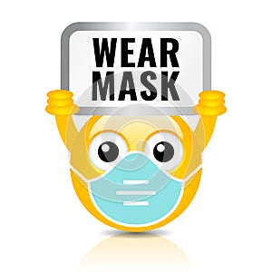 Wear face mask vector sign photo