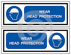 Wear Head Protection Symbol Sign,Vector Illustration, Isolated On White Background Label. EPS10