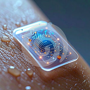 Wearable Biosensor Patch Glowing on Skin