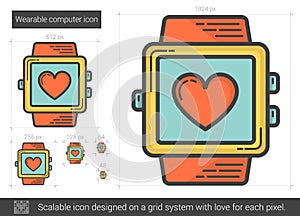 Wearable computer line icon.