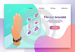 Wearable Fitness Bracelet Isometric Vector Website