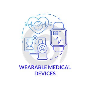 Wearable medical devices blue gradient concept icon