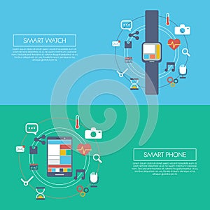 Wearable smart technology infographics template photo