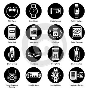 Wearable Technology Icons Black