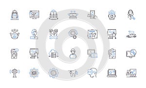 Wearable technology line icons collection. Fitness, Health, Smartwatch, Activity, Tracker, Innovation, Connectivity