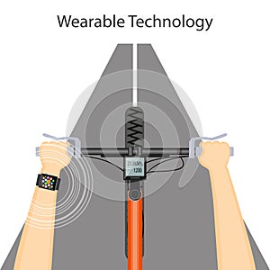Wearable technology with smart watch and bike handlebar