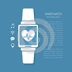 Wearable technology symbol with heartbeat tracker