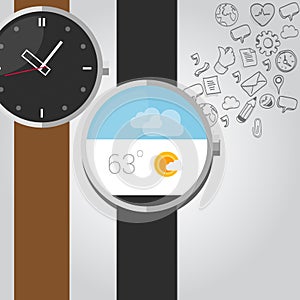 Wearable vector smart watches with icon