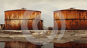 weared oil storage tanks In the second photograph