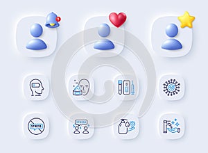 Weariness, Difficult stress and Stop stress line icons. For web app, printing. Vector