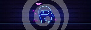 Weariness line icon. Difficult fatigue sign. Neon light glow effect. Vector