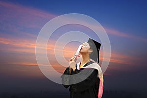 Wearing a doctoral graduation clothing students