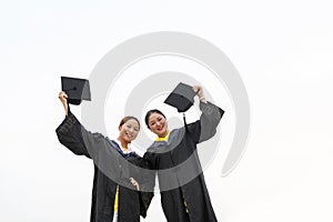 Wearing a doctoral graduation clothing students