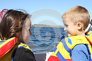 Wearing a life jacket