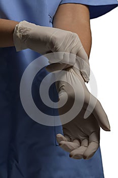 Wearing Medical Gloves