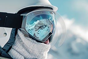 Wearing ski glasses. Winter Sports