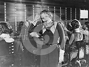 Weary telephone operator photo