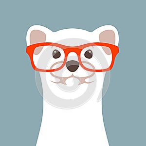 Weasel in glasses vector illustration flat style front