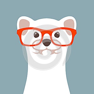 Weasel in glasses vector illustration flat style front photo