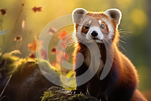 Weasels allure a detailed portrait set against a forest backdrop