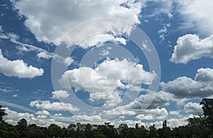 Weather background: Gathering cumulus clouds. Dramatic cloudy background. 1