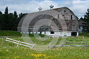 Weather beaten white barn