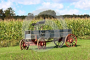 Weather beaten wooden wagon photo