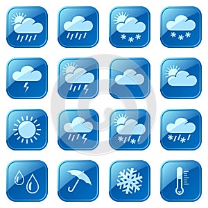 Weather blue icons set