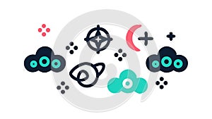 Weather Celestial Elements: Clouds, Stars, Moon, Sun Icon, vector design Generative AI