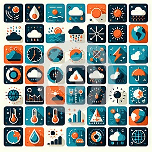 Weather and Climate flat glyph 2D infograms photo