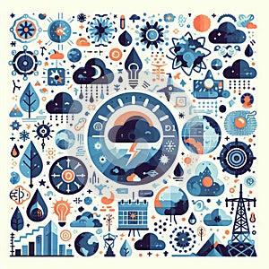 Weather and Climate flat glyph 2D infograms photo