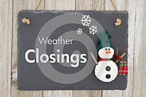 Weather closing sign