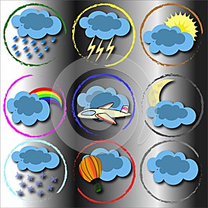 Weather cloud sun background template icons