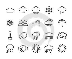 Weather cloud sun icon rain icons symbol snow illustration set clouds forecast climate sky moon sign meteorology cloudy vector win