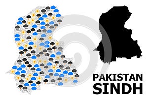 Weather Collage Map of Sindh Province