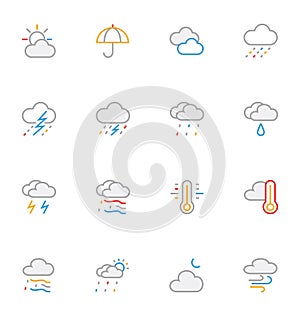 Weather Colored Outline Vector Icons 1