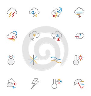 Weather Colored Outline Vector Icons 3